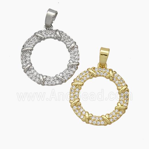 Copper Circle Pendant Pave Zirconia Mixed