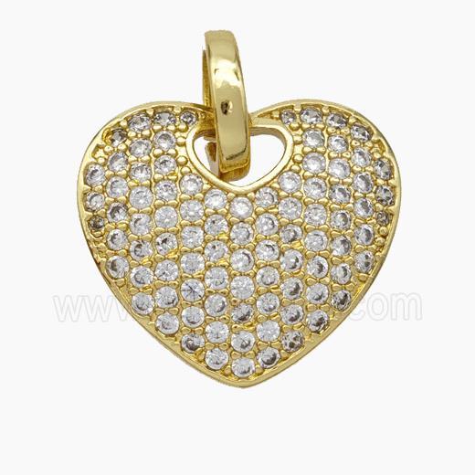 Copper Heart Pendant Pave Zirconia Gold Plated