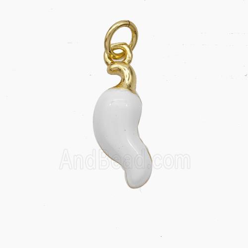 Copper Chili Pendant White Enamel Gold Plated
