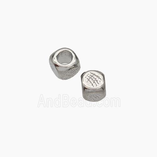 Copper Cube Beads Large Hole Platinum Plated