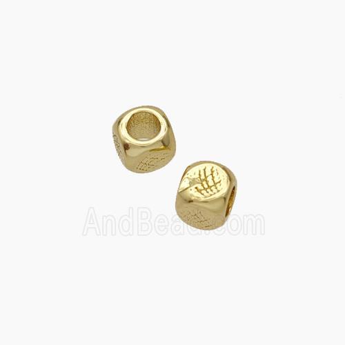 Copper Cube Beads Large Hole Gold Plated