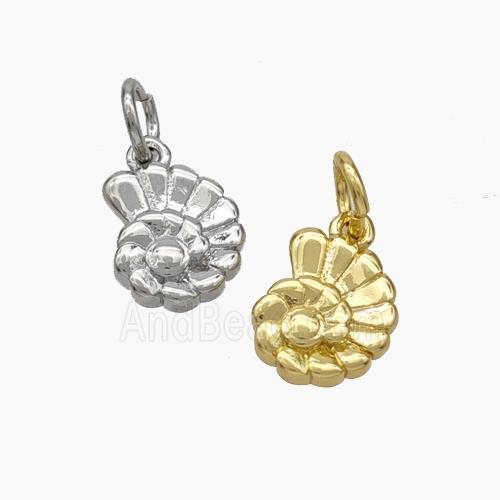 Spiral Shell Chams Copper Pendant Gold Plated