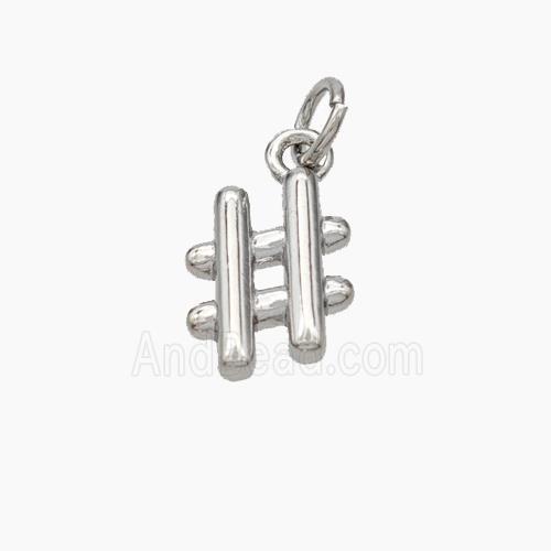 Hashtag Charms Copper Sign Pendant Platinum Plated