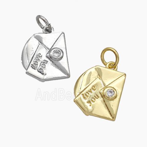 Envelope Love You Copper Pendant Pave Zirconia Mixed