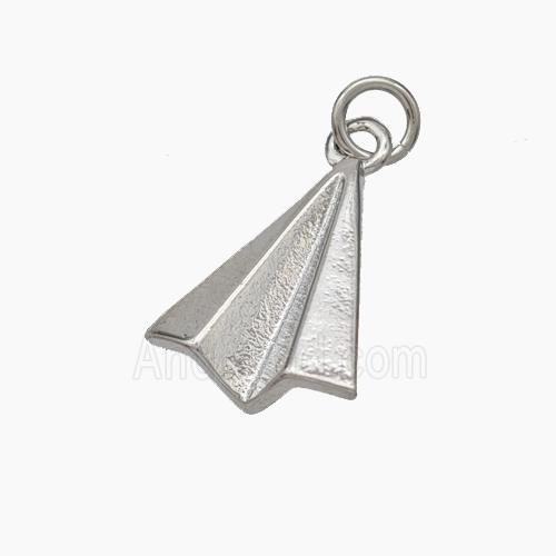 Paper Airplane Charms Copper Pendant Platinum Plated