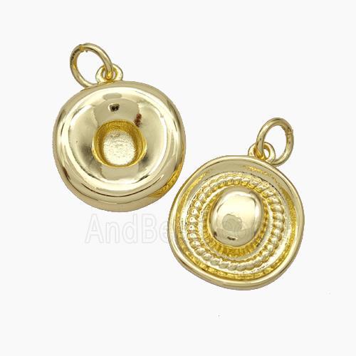 Cowboy Hat Charms Copper Pendant Gold Plated