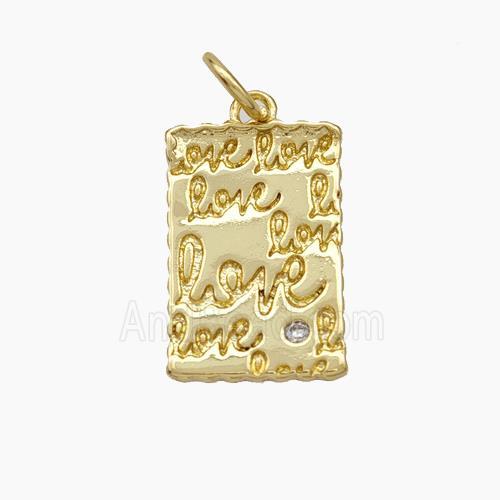 Love Charms Copper Rectangle Pendant Gold Plated