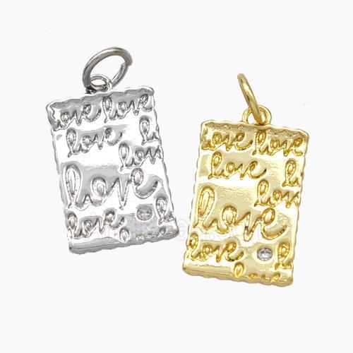 Love Charms Copper Rectangle Pendant Mixed