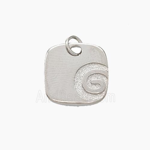 G-Tag Charms Copper Square Pendant Platinum Plated