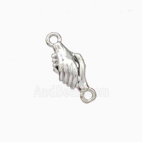 Shake Hands Charms Copper Connector Platinum Plated