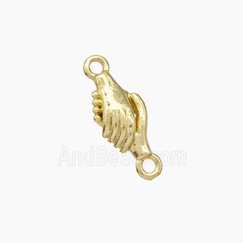 Shake Hands Charms Copper Connector Gold Plated
