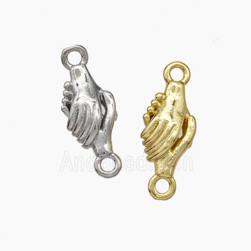 Shake Hands Charms Copper Connector Mixed