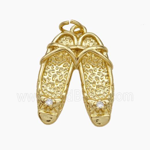 Sandals Charms Copper Shoe Pendant Pave Zirconia Gold Plated