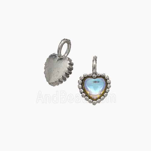 Copper Heart Pendant Pave Crystal Glass Platinum Plated