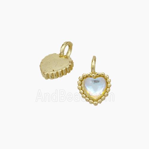 Copper Heart Pendant Pave Crystal Glass Gold Plated