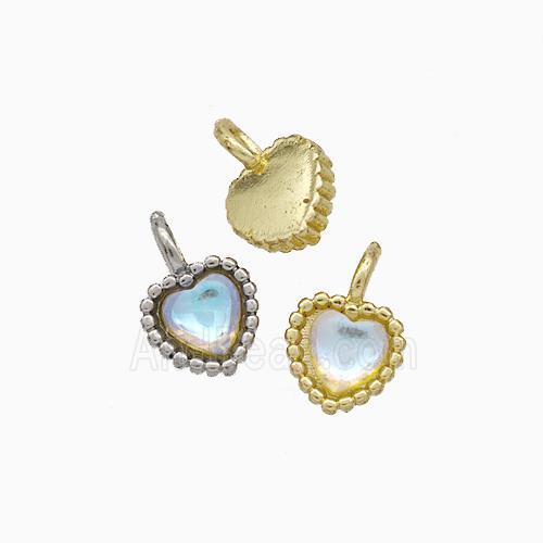 Copper Heart Pendant Pave Crystal Glass Mixed