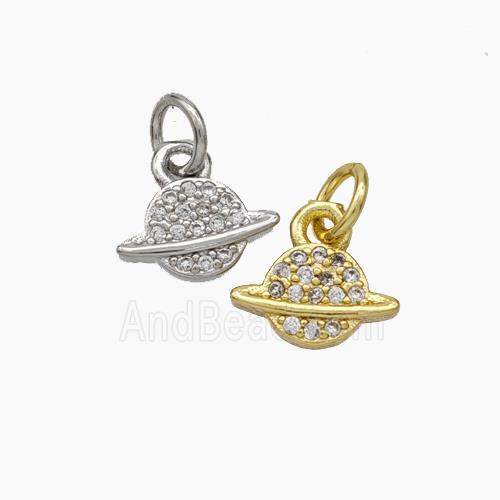 Copper Planet Pendant Pave Zirconia Mixed