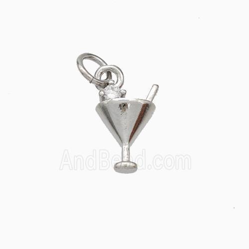 Wine Cap Charms Copper Pendant Pave Zirconia Platinum Plated