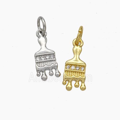 Paint Brush Charms Copper Pendant Pave Zirconia Mixed