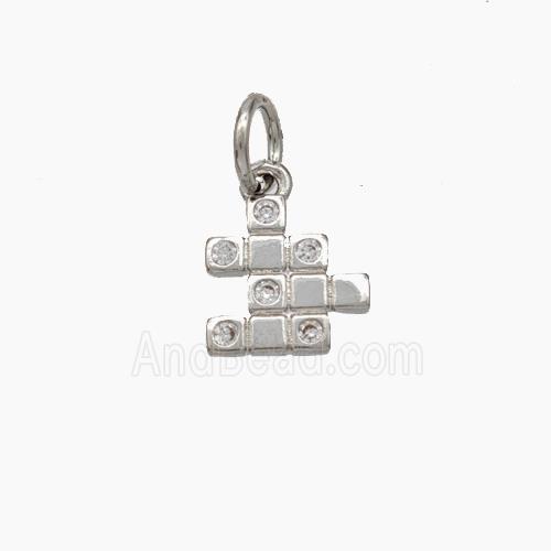 Magic Cube Charms Copper Pendant Pave Zirconia Platinum Plated