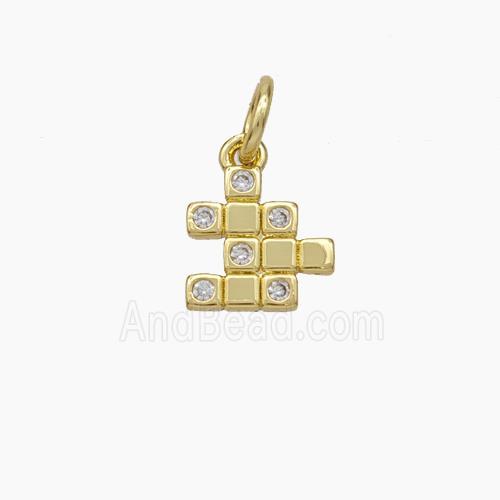 Magic Cube Charms Copper Pendant Pave Zirconia Gold Plated