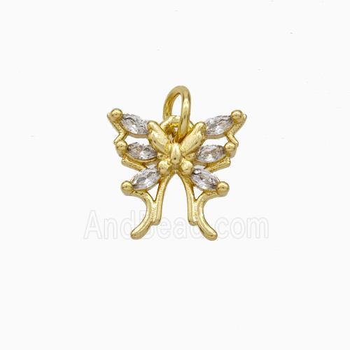 Copper Butterfly Pendant Pave Zirconia Gold Plated