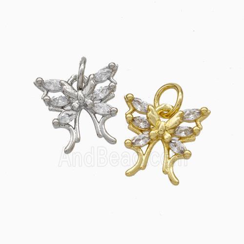 Copper Butterfly Pendant Pave Zirconia Mixed