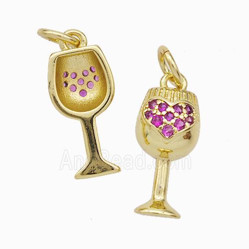 Wine Cap Charms Copper Pendant Pave Zirconia Gold Plated