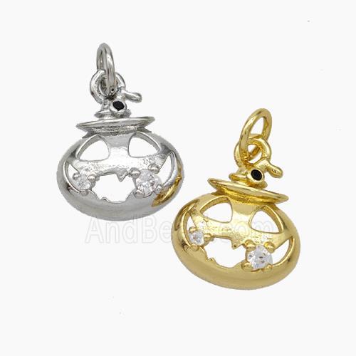 Halloween Pumpkin Charms Copper Pendant Pave Zirconia Mixed