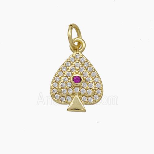 ACE of Spades Charms Copper Pendant Pave Zirconia Gold Plated