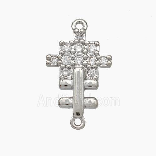 Puzzle Charms Copper Connector Pave Zirconia Platinum Plated