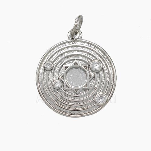 Solar System Charms Copper Sun Planet Pendant Pave Zirconia Platinum Plated