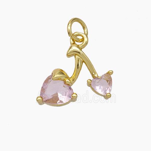 Copper Cherry Pendant Pave Zirconia Gold Plated