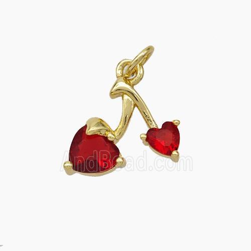 Copper Cherry Pendant Pave Zirconia Gold Plated