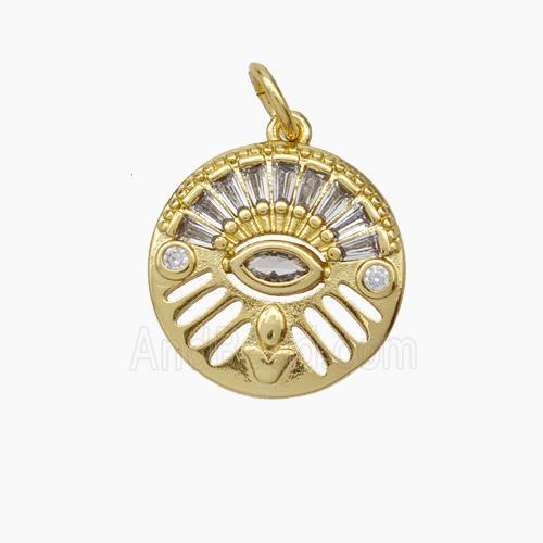 Copper Eye Charms Pendant Pave Zirconia Gold Plated