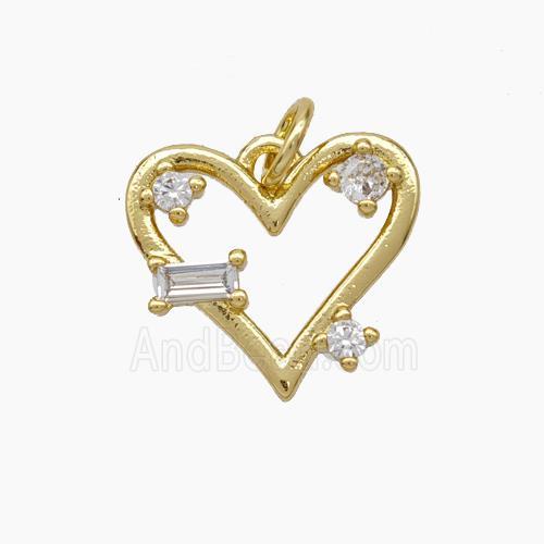 Copper Heart Pendant Pave Zirconia Gold Plated