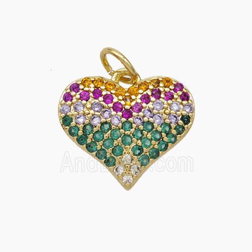 Copper Heart Pendant Micropave Zirconia Gold Plated