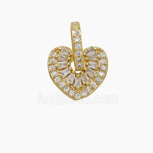 Copper Heart Pendant Micropave Zirconia Gold Plated