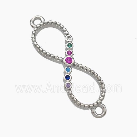 Copper Infinity Connector Micropave Zirconia Platinum Plated