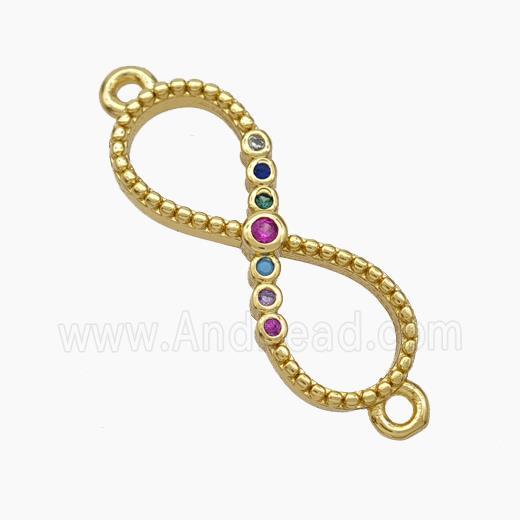 Copper Infinity Connector Micropave Zirconia Gold Plated
