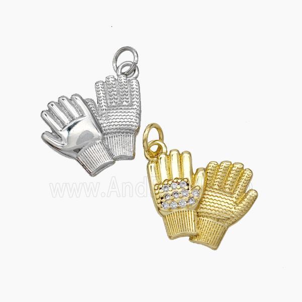 Copper Glove Charms Pendant Pave Zirconia Hand Mixed