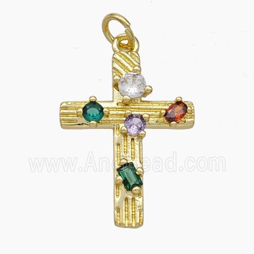 Copper Cross Pendant Pave Zirconia Gold Plated