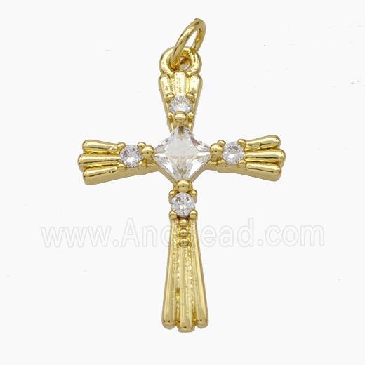 Copper Cross Pendant Pave Zirconia Gold Plated