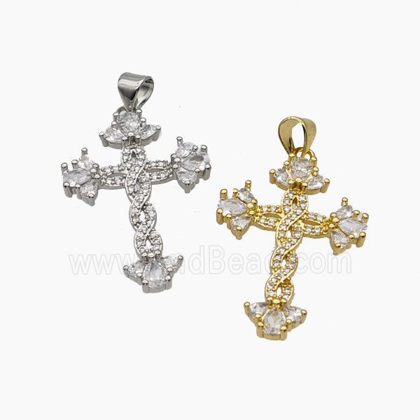Copper Cross Pendant Pave Zirconia Mixed
