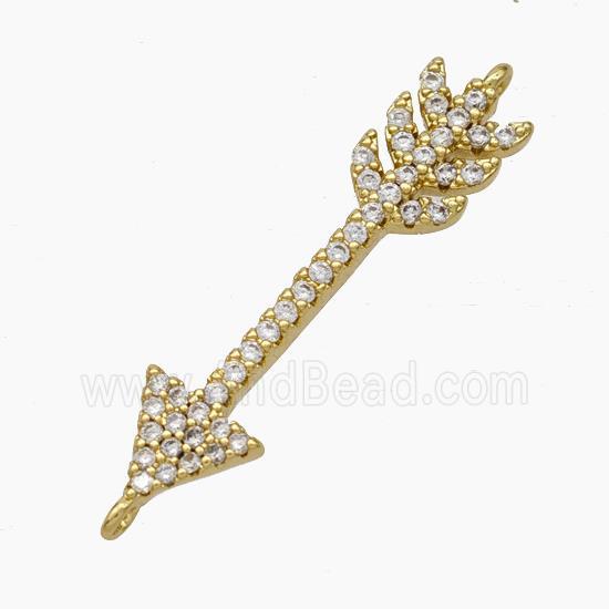 Copper Arrow Connector Pave Zirconia Gold Plated