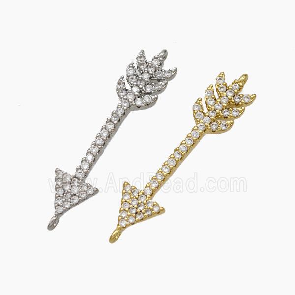 Copper Arrow Connector Pave Zirconia Mixed
