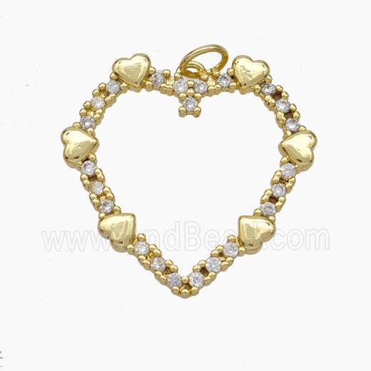 Copper Heart Pendant Pave Zirconia Gold Plated