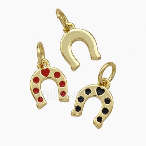 Copper Horseshoe Pendant Enamel Gold Plated Mixed