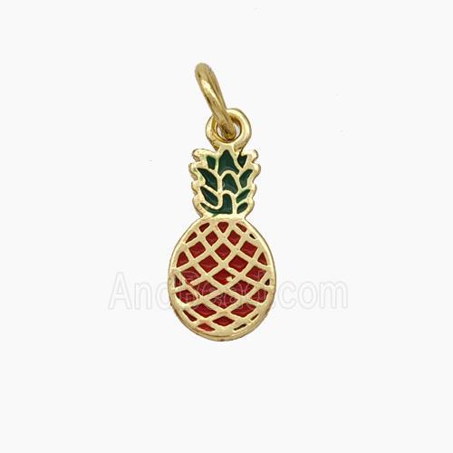 Pineapple Charms Copper Pendant Enamel Gold Plated