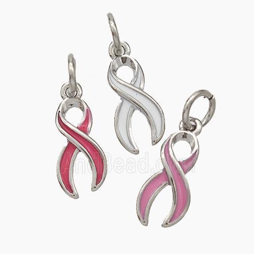 Awareness Ribbons Charms Copper Pendant Enamel Platinum Plated Mixed